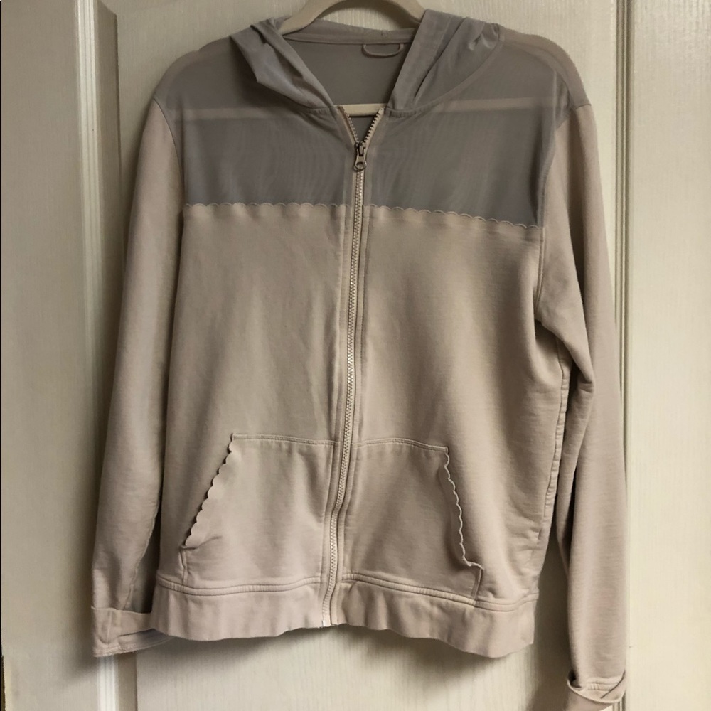 VICTORIA SPORT IVORY AND SHEER HOODED JACKET